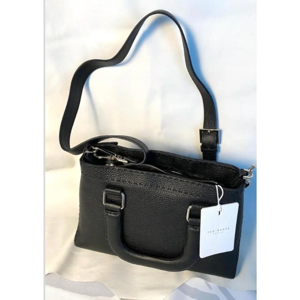 Ted Baker London Padded Handle Small Black Leather Handbag